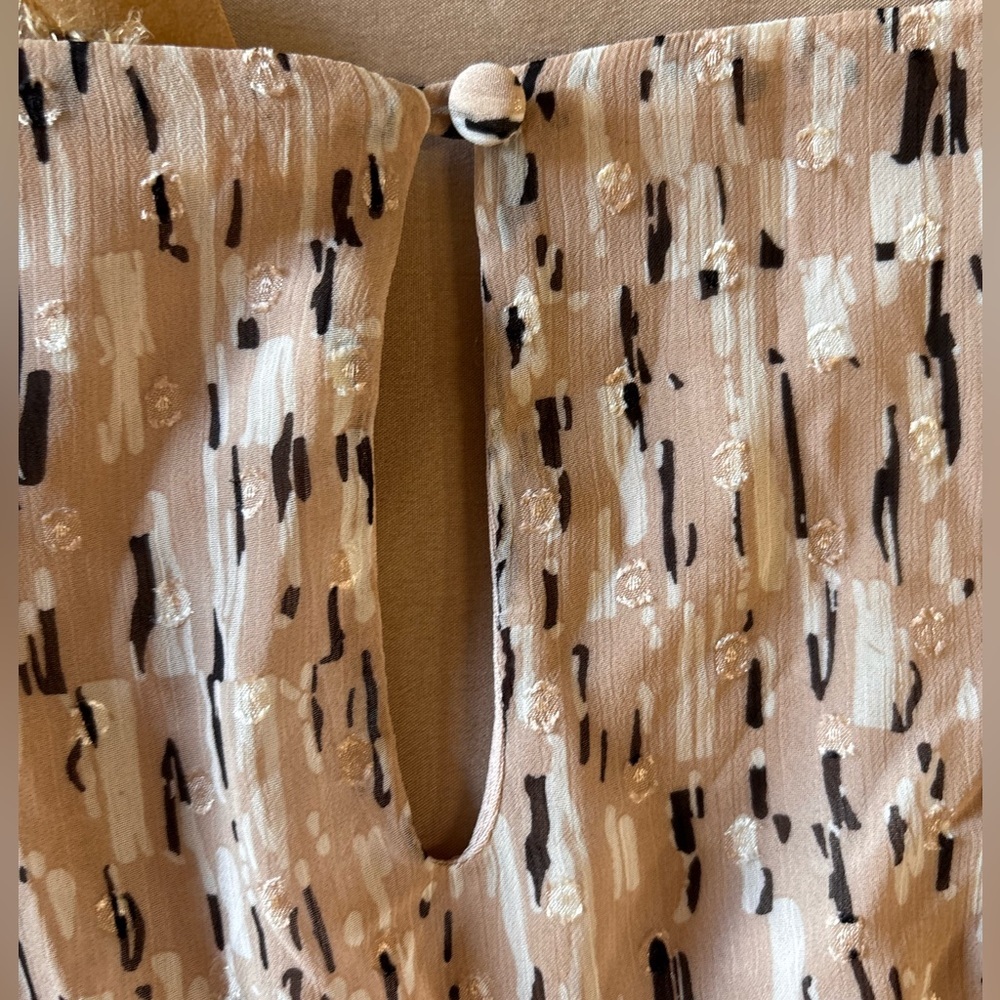 Kori America Gold Metallic Clip Dot Babydoll Dress XL Abstract Print PB7728 NEW - Picture 5 of 8
